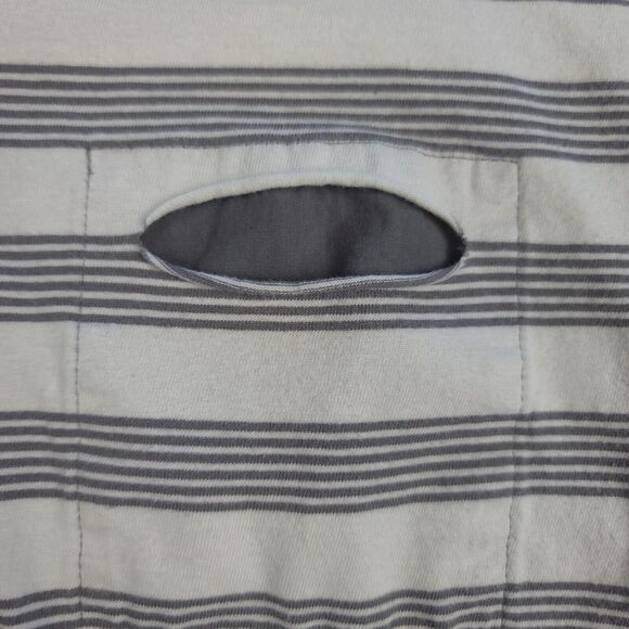 7 For All Mankind Beige Striped Henley Shirt Girls Large Button Neck Casual - Picture 7 of 13